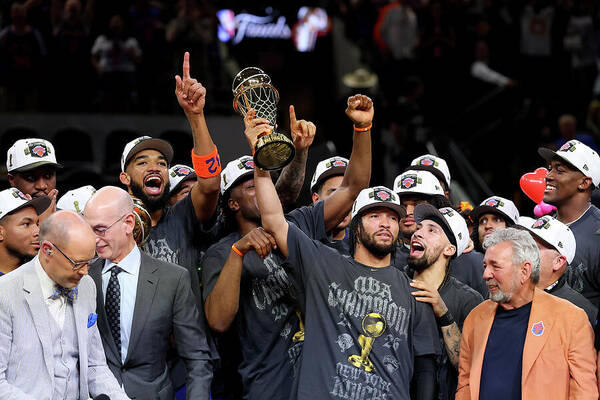 City Wall Art featuring the photograph New York Knicks Celebrate 2026 NBA Finals Championship by Gregory Shamus