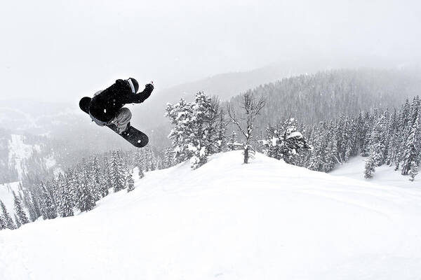 Snowboarder Performing a Mid-Air Trick Wall Art