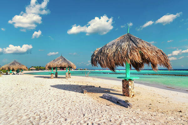 Aruba, Baby Beach With Straw Huts Art Print