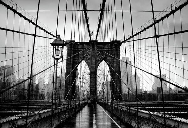 Brooklyn Bridge in Black and White Wall Art