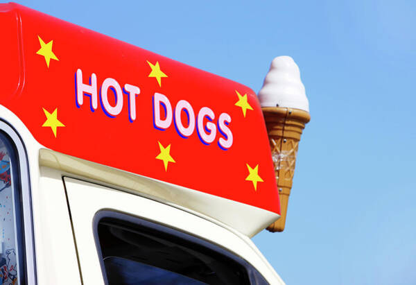 Red Hot Dog Truck with Ice Cream Cone Wall Art