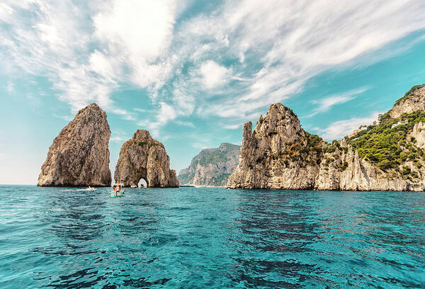Italy, Campania, Napoli District, Capri, Marina Piccola, Mediterranean Sea, Tyrrhenian Sea, Faraglioni Art Print