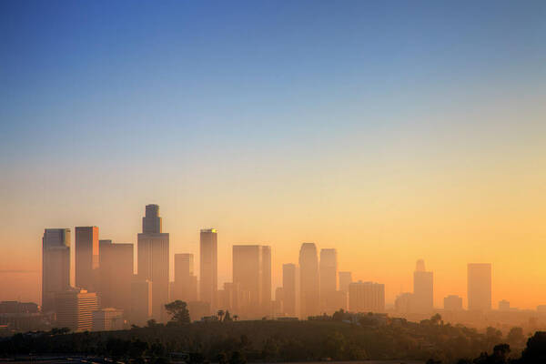 Sunrise Over Los Angeles Skyline Wall Art