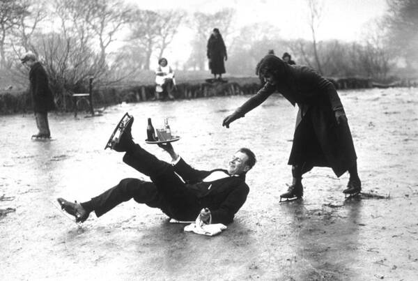 Man Falling on Ice with Tray Wall Art