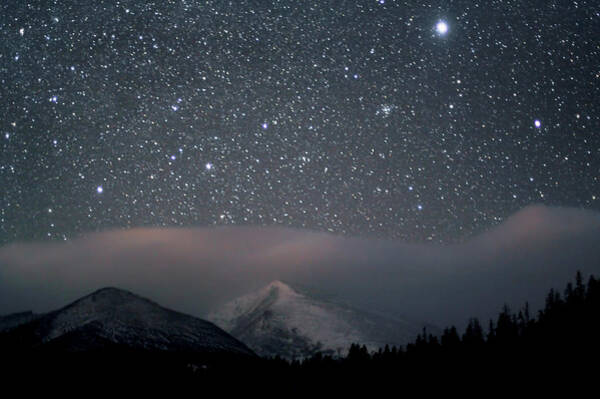 Starry Night Over Snowy Mountains Wall Art