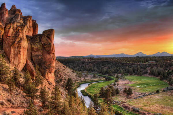 Dramatic Sunset Over Smith Rock Wall Art