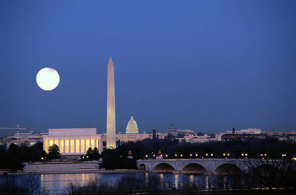 Washington Monument under Moonlit Sky Wall Art