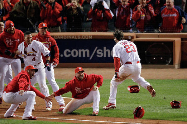 David Freese Celebrates with Teammates Wall Art