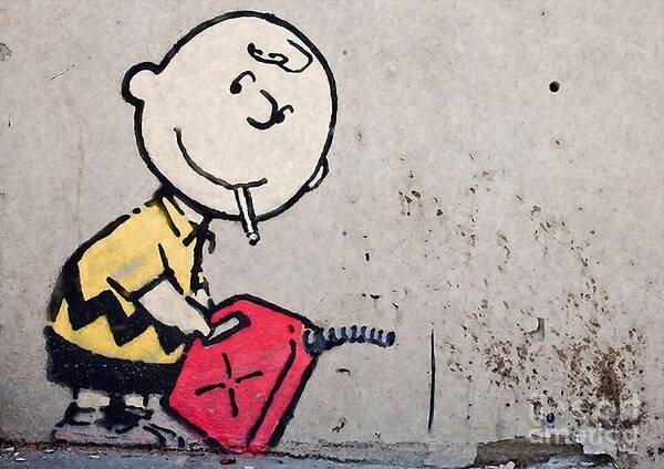 Mixed Media - Charlie Brown Firestarter by Banksy