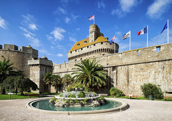 Historic Stone Fort with Flags Art Print