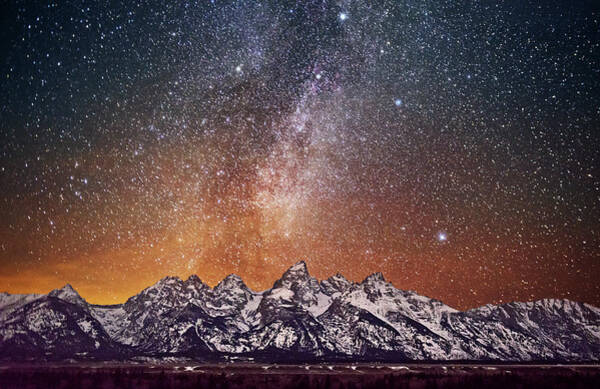 Starry Night Over Snowy Mountains Wall Art