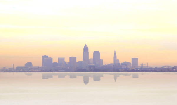 Skyline at Dawn Reflection Wall Art