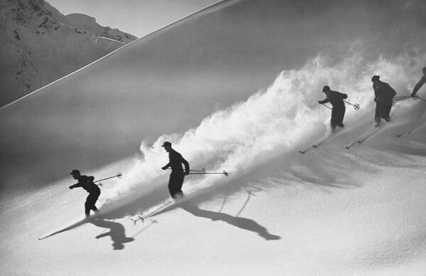 Skiers Racing Downhill in Snow Wall Art