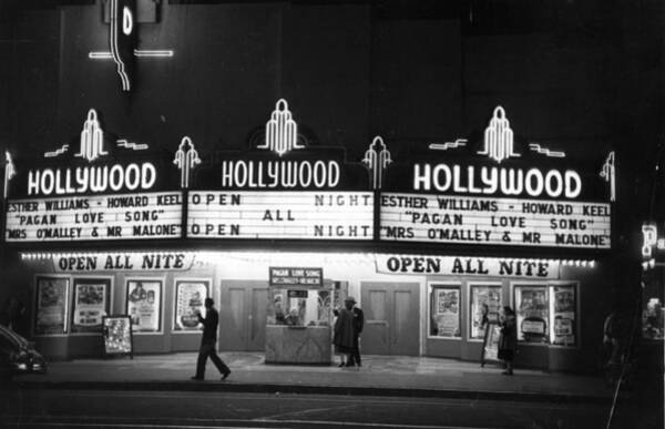 Classic Hollywood Theater at Night Wall Art