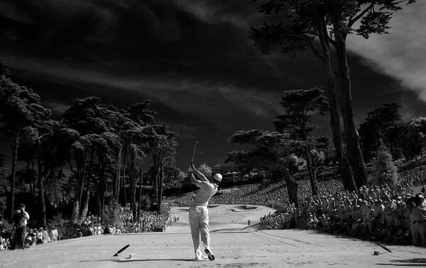 Golfer Swinging in Black and White Wall Art