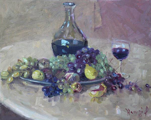 Grapes and Wine on a Table Wall Art