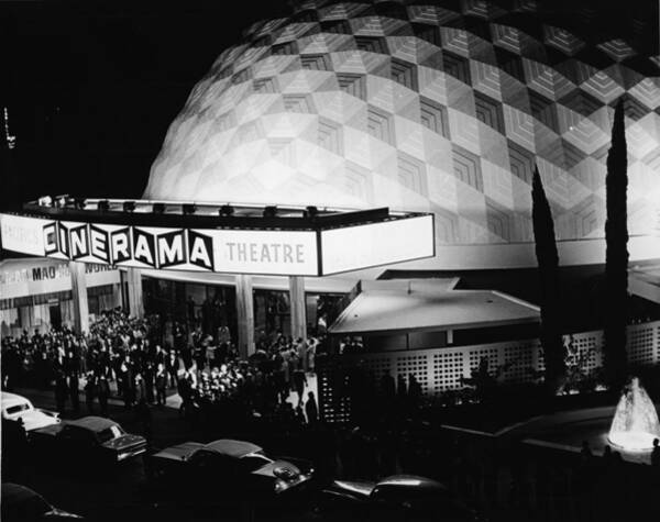 Historic Cinerama Theatre Night Crowd Wall Art
