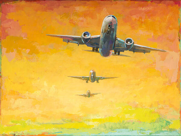 Airplanes in Vibrant Sky Wall Art