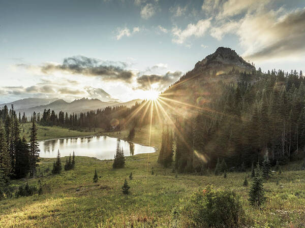 Sunrise Over Mountain Lake Wall Art