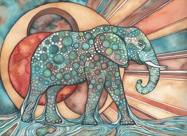 Colorful Elephant in Abstract Design Wall Art