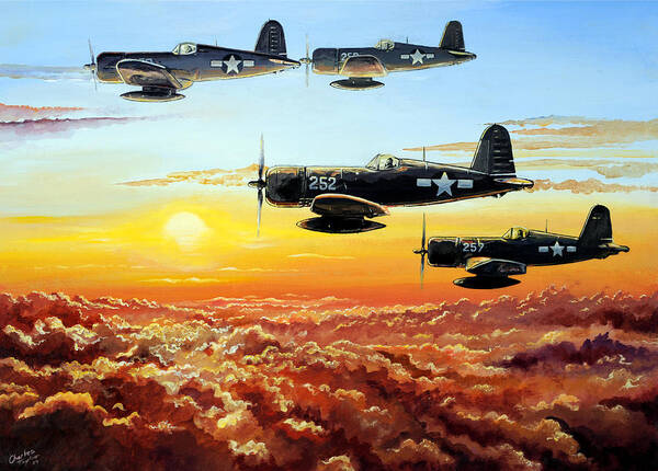 Fighter Planes at Sunset Wall Art