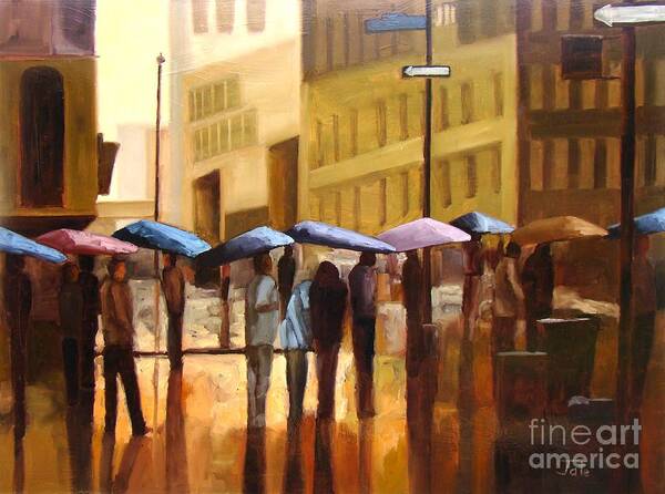Rainy Day City Scene Wall Art