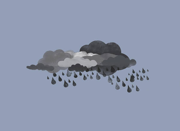 Clouds with Raindrops Wall Art