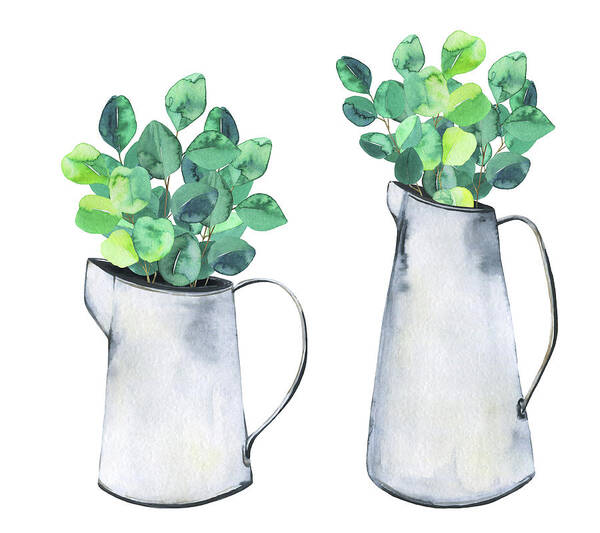 Two Pitchers with Greenery Wall Art