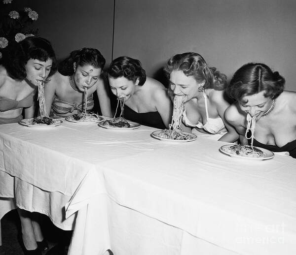 Vintage Spaghetti Eating Contest Wall Art