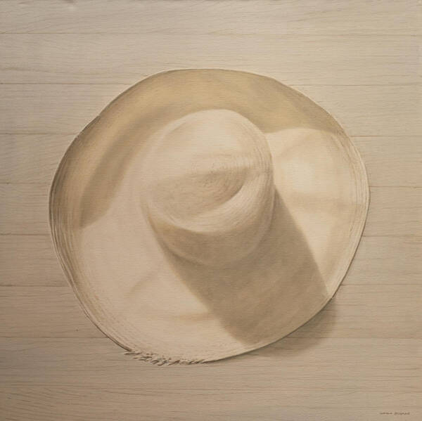 Large Straw Hat on Neutral Background Wall Art