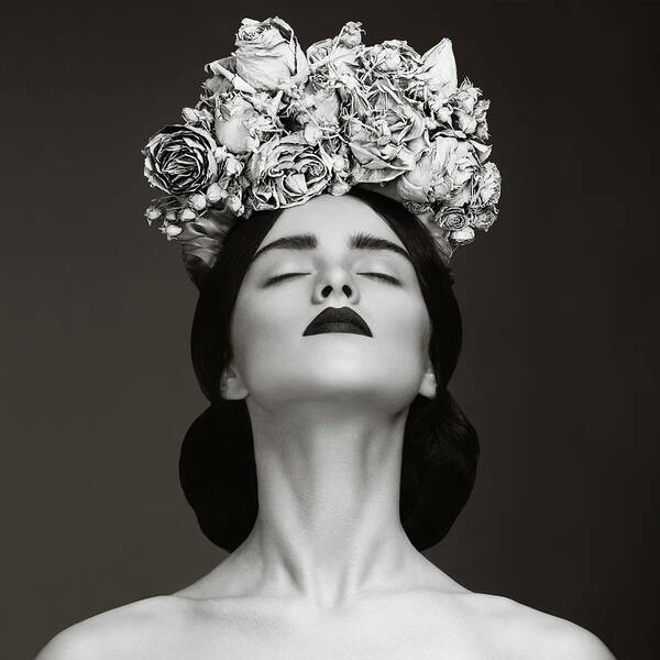 Woman with Floral Headpiece Wall Art