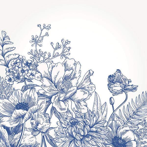 Wall Art featuring the digital art Floral Background With Flowers by Nata slavetskaya