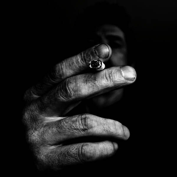 Close-Up of a Hand with Cigarette Wall Art