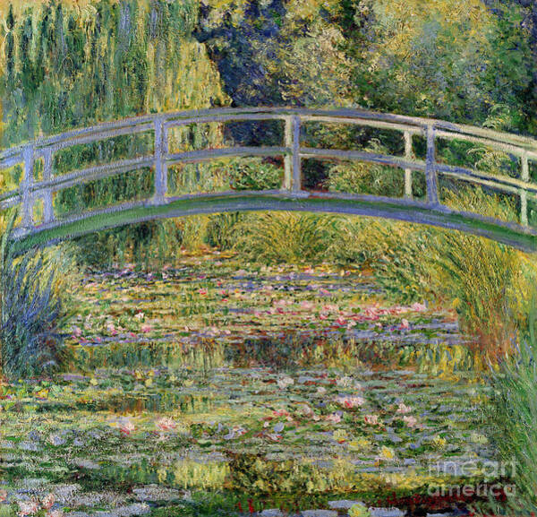 Japanese Bridge Over Water Lilies Painting