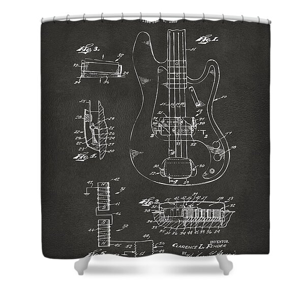 Fender Guitar Patent Blueprint Shower Curtain