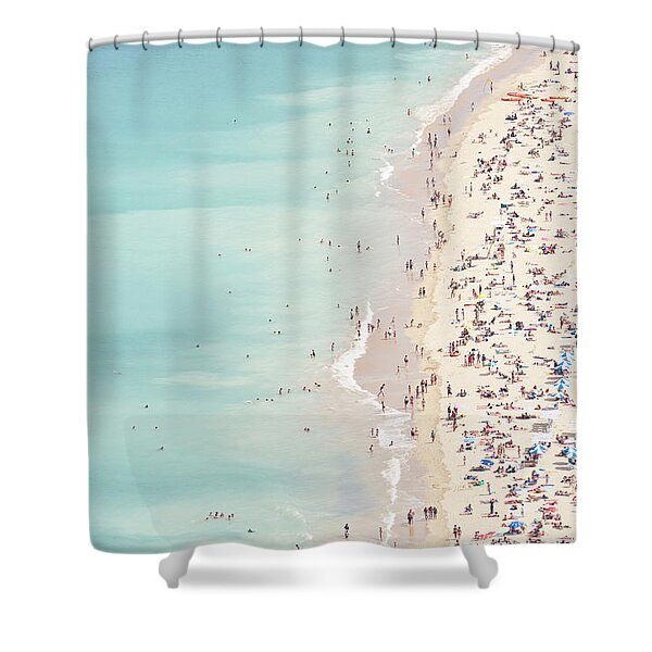 Crowded Beach on a Sunny Day Shower Curtain