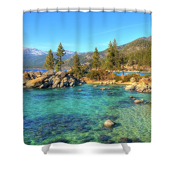 Serene Lake Tahoe Landscape Shower Curtain