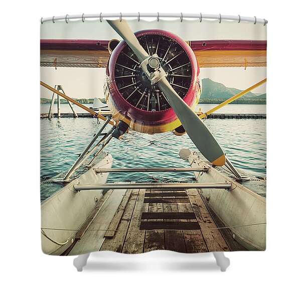 Vintage Seaplane at Dock Shower Curtain