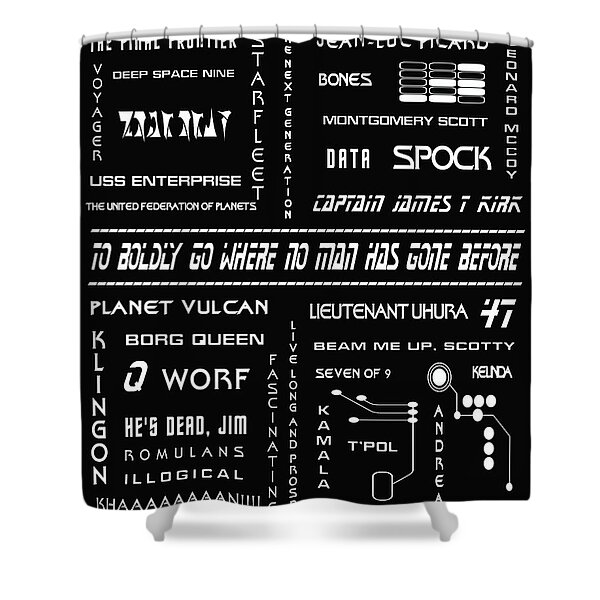 Star Trek Typography Montage Shower Curtain