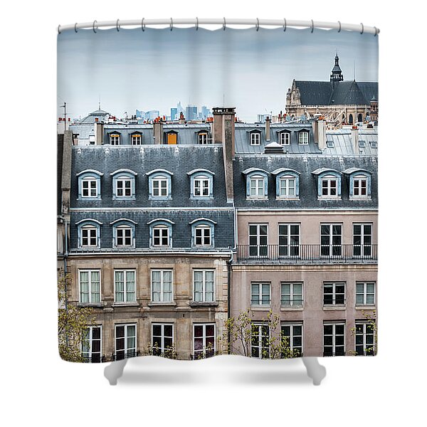Parisian Rooftops Under Cloudy Skies Shower Curtain