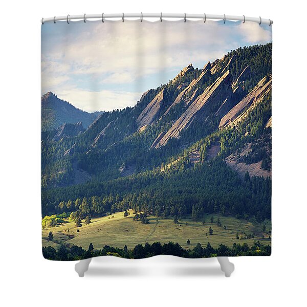 Majestic Mountain Range in Sunlight Shower Curtain