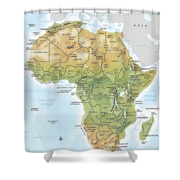 Detailed Political Map of Africa Shower Curtain