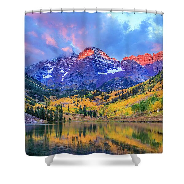 Sunset Over Maroon Bells Shower Curtain