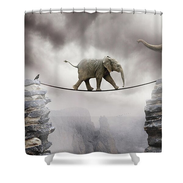 Elephant Balancing on a Tightrope Shower Curtain