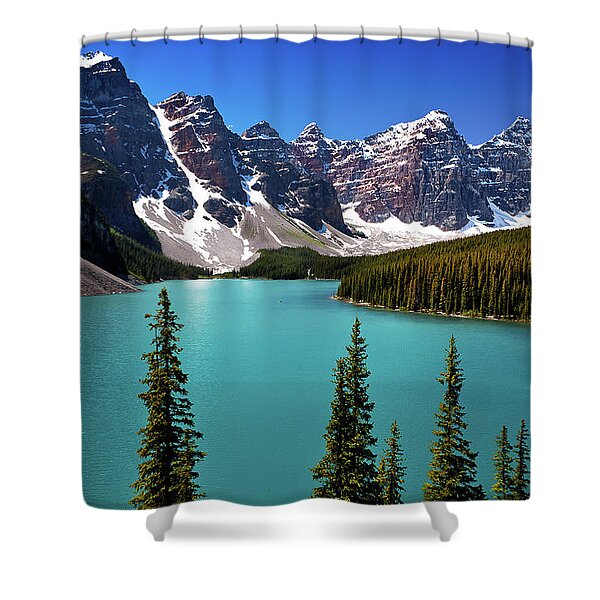 Majestic Alpine Lake and Mountains Shower Curtain