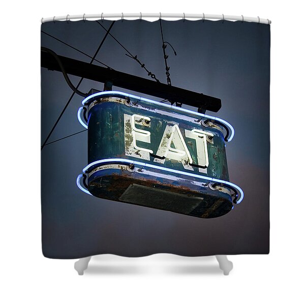 Vintage Neon Eat Sign Shower Curtain