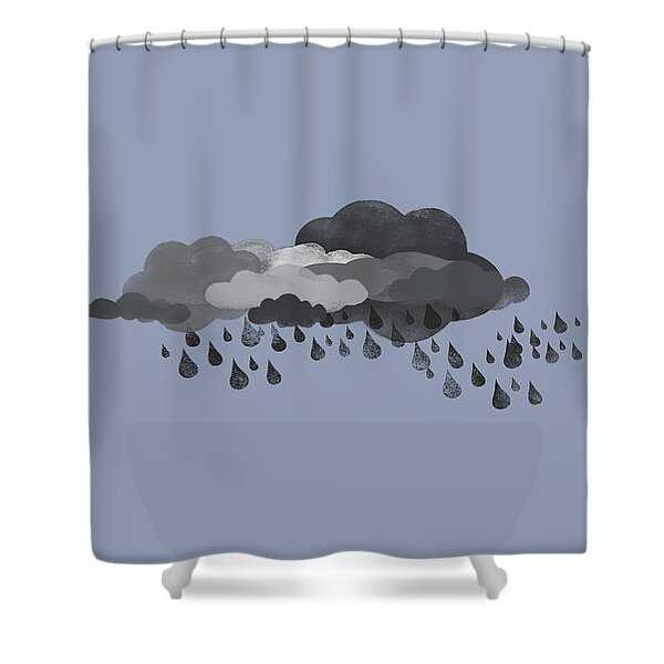 Clouds with Raindrops Shower Curtain