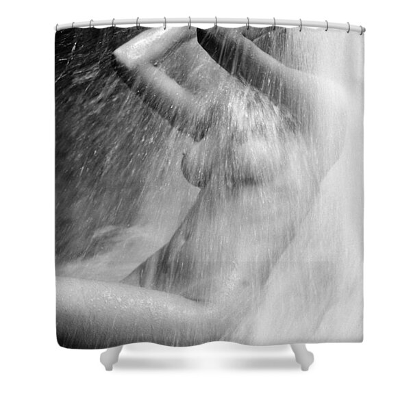 Silhouette of a Woman Showering Shower Curtain