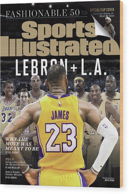LeBron James and Lakers Legends Wood Print