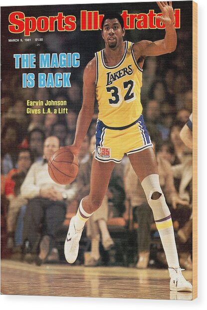 Earvin 'Magic' Johnson on the Court Wood Print